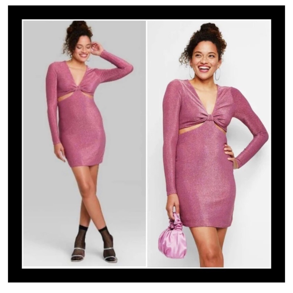 WILD FABLE Pink Glitter Cut Out Dress - Picture 1 of 9